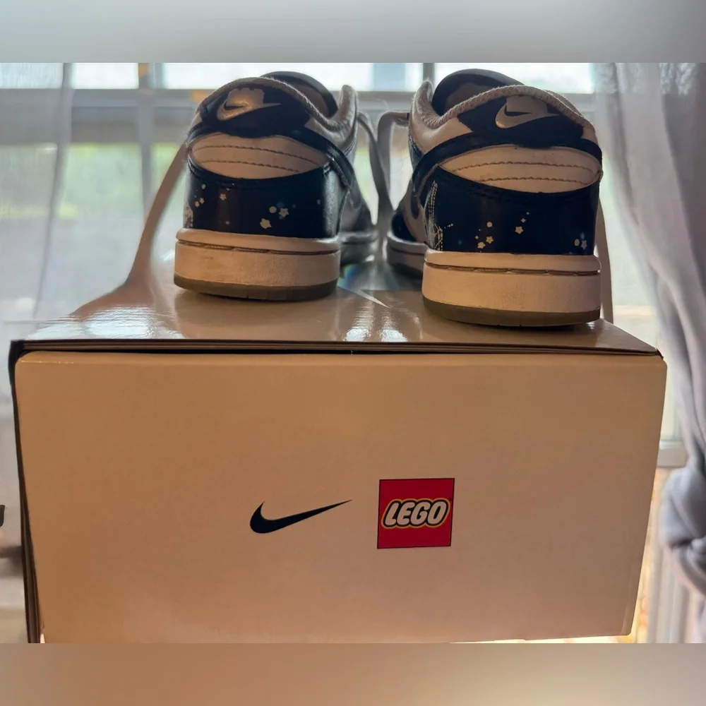 Kids Lego Nike Dunks Blue and White Low-Top Sneakers with Star Detail